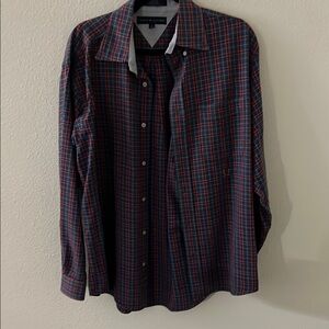 Tommy Hilfiger Red and Blue Casual Button Down Shirt